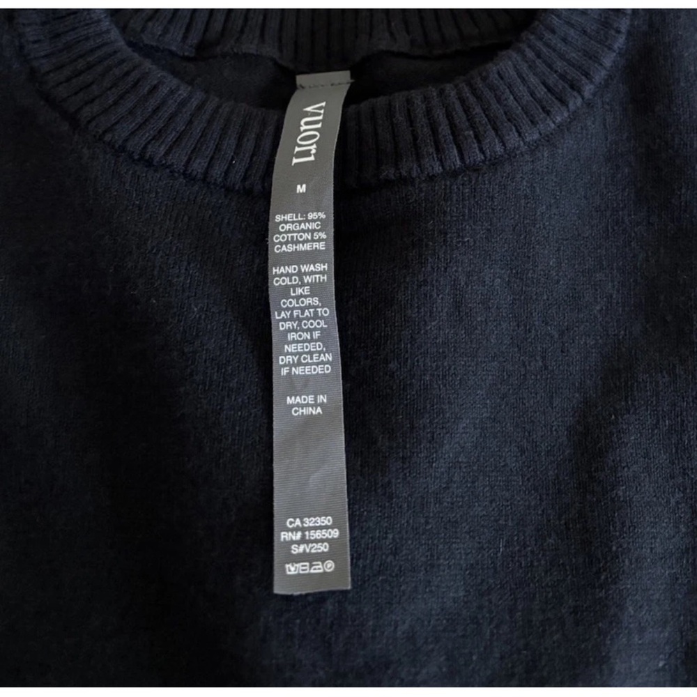 Vuroi Fluent Sweater Men's Black Medium M Cotton Cashmere Crew Neck Pullover Top - Picture 4 of 4